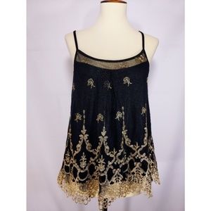 Altar'd State embellished gold & black tank